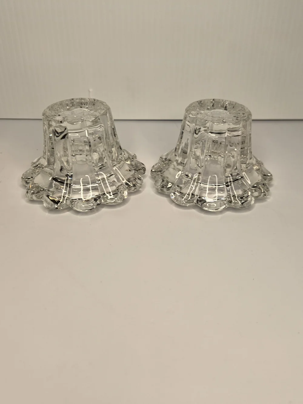 Vintage  INDONESIA Crystal Clear Glass Candle Holders (Pair)